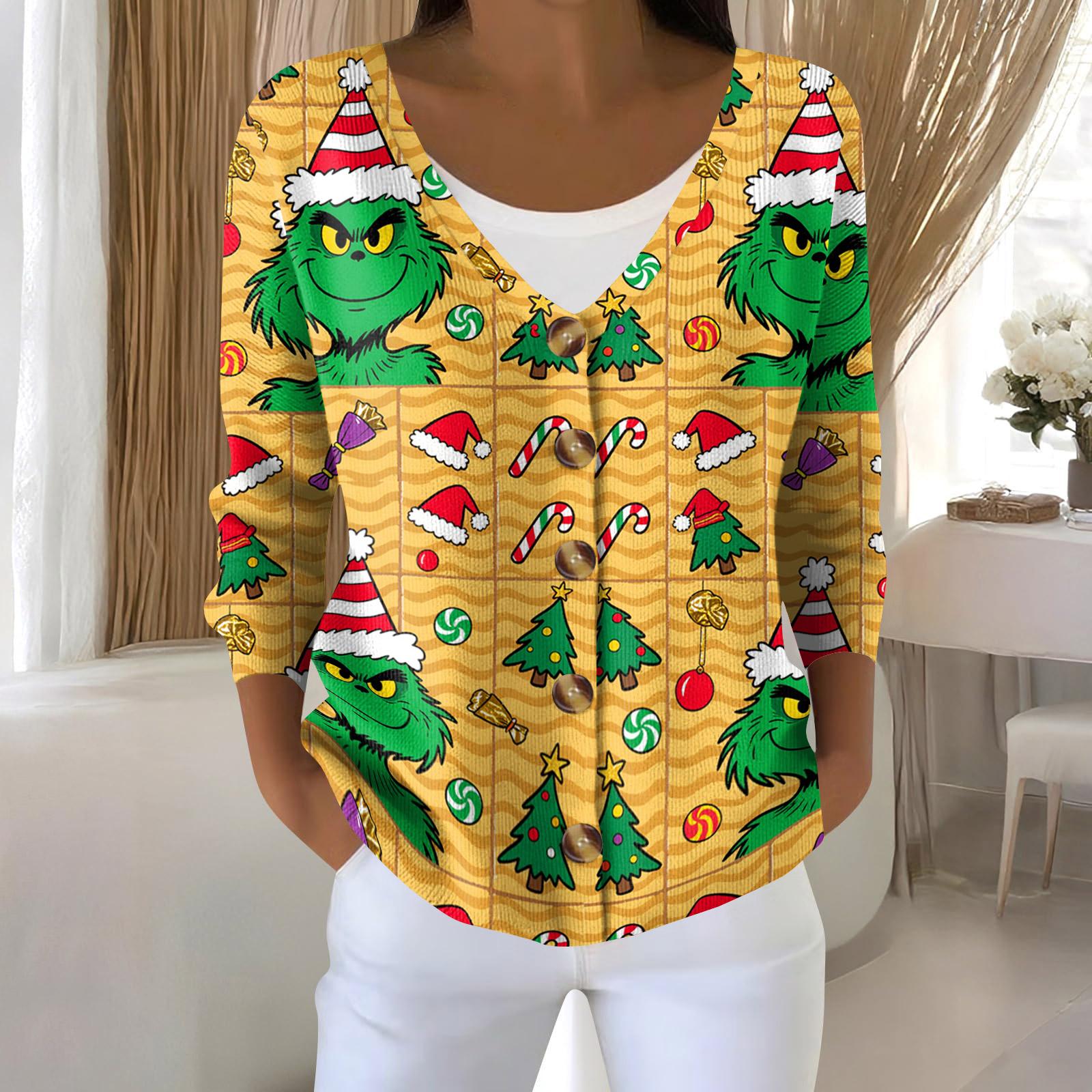 

Женская мода с длинным рукавом, рождественский принт «Снеговик-снежинка», куртка, кардиган M