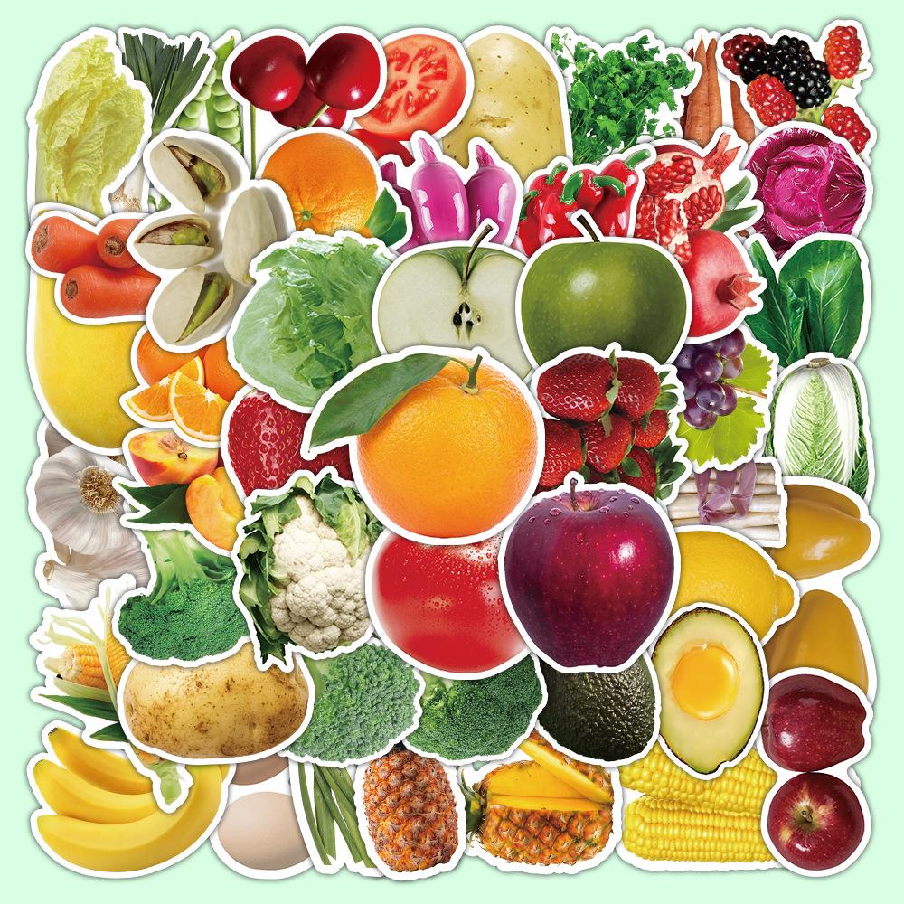 52PCS Cute Cartoon Fruit & Vegetable Reward Stickers for Kids, Decorative Laptop Stickers