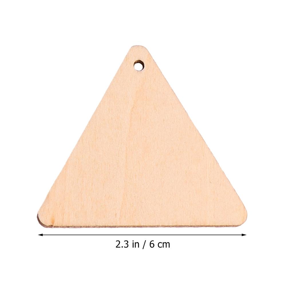 60pcs Wood Triangle Slices Blank Cutouts With Hole Smooth Eco-Friendly For Diy Craft Painting Wedding Christmas Decorations