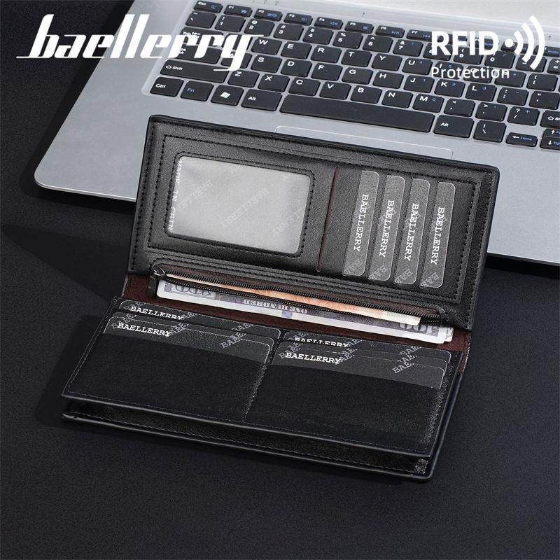 Baellerry RFID Anti Theft Protection Card Holder for Men Vintage Design Long Wallets Business Fashion Coin Purse Cash Bags GZW