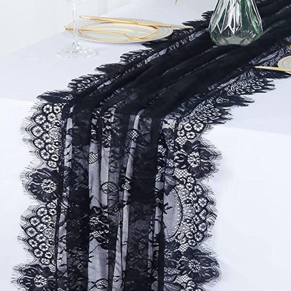 Rectangular Shape Lace Table Runner White Color Lace Floral Table Runners  Tea Party