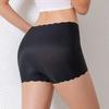 Women's Sexy High-Waisted Slimming Seamless Bow Trim Pants Non-Rolling Wave High Stretch Ice Silk Anti-Chafing Solid Knitted