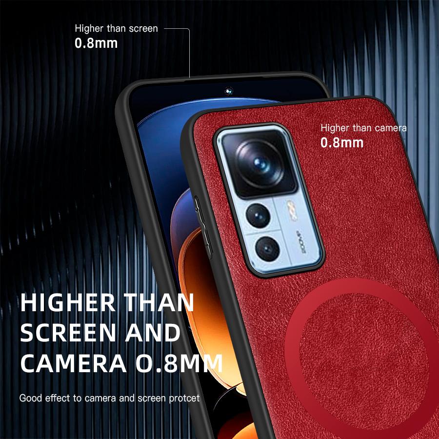 Für Xiaomi 12T 12T Pro PU Leder Magnetring Weiche Kante Anti-Sturz Anti-Fingerabdruck Handyhülle