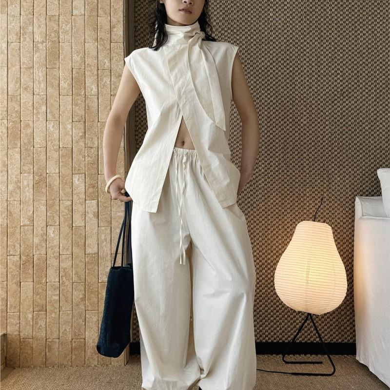 Johnature Casual Fashion Elastic Waistband Spring Summer Balloon Jogger Pants For Women Loose Comfortable Simple Trousers