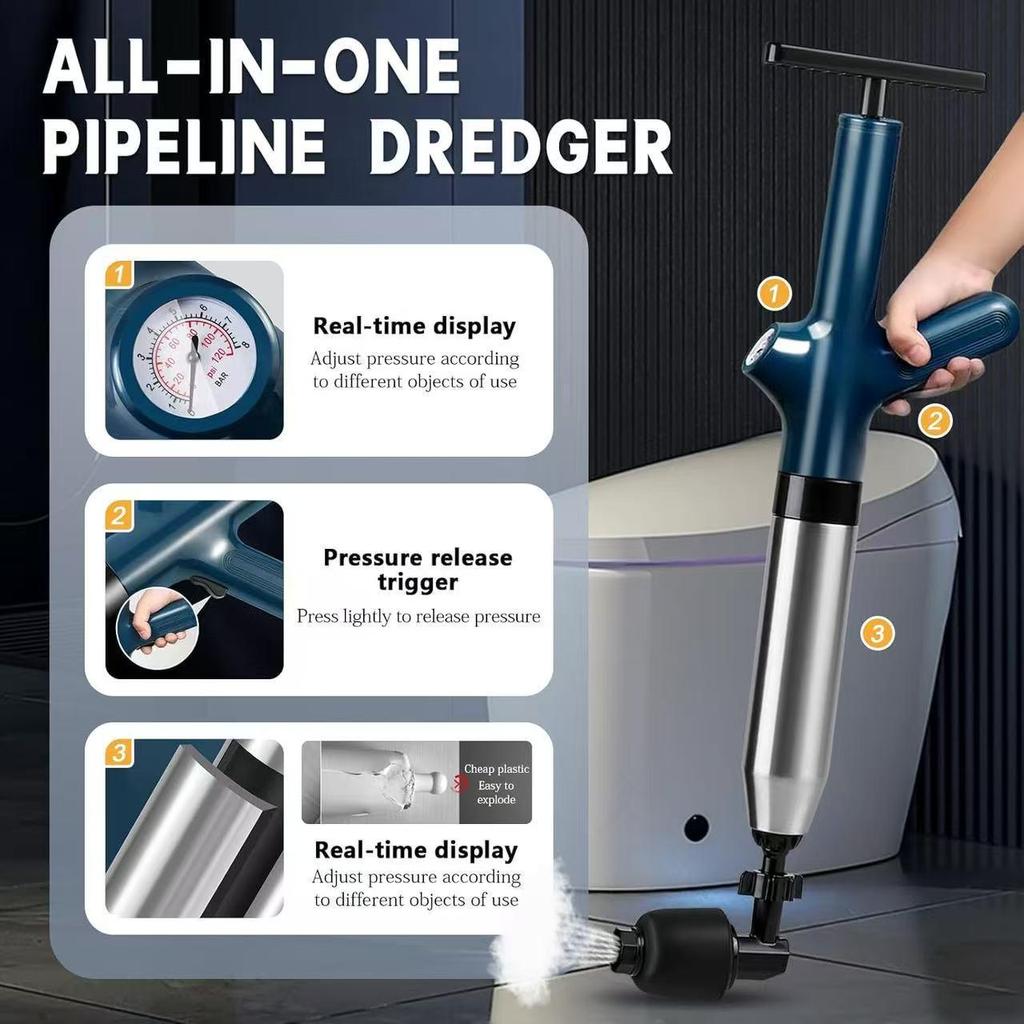 Cross-Border High-Pressure One-Shot Drain Unclogger for Household Toilets and Floors