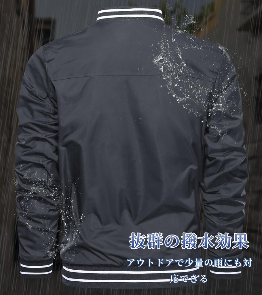 KEFITEVD Baseball Solid Lightweight Bomber Large Swing Size L Men's Jacket, Color, Jacket, Size, Windproof, Top, Workwear, Sukajan, Zip-Up, Gray,