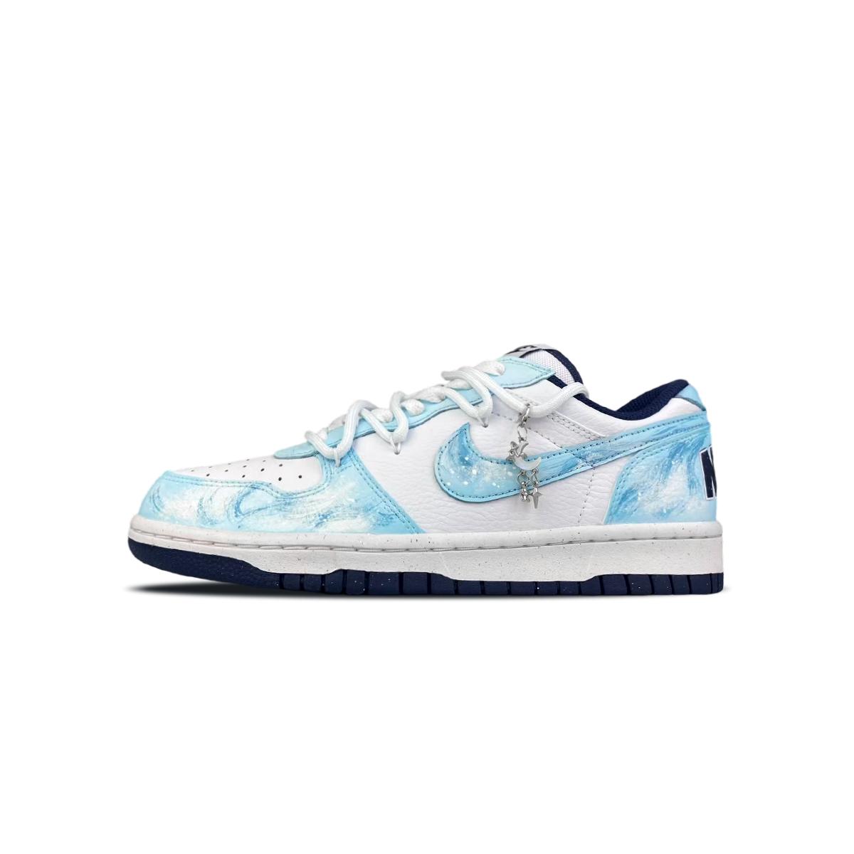 

Nike Big Low top Skateboard Shoes Unisex White Blue 355152-140(Team478-) 44.5