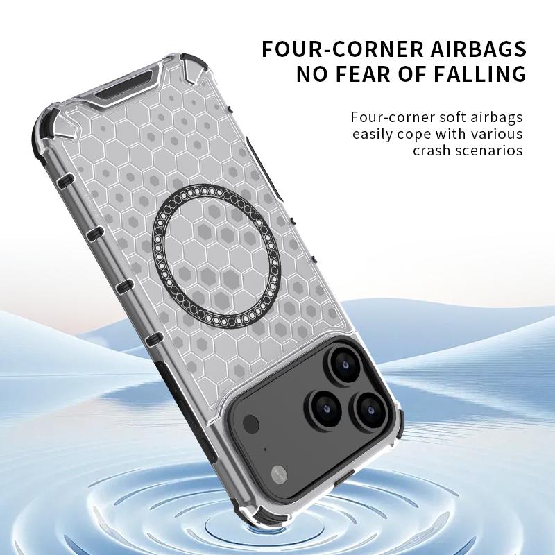 Armor Bumper Magnetic Phone Case For iPhone 16 15 14 13 12 11 17 Pro Max 14 15 Plus Military Shockproof Honeycomb Magsafe Cover