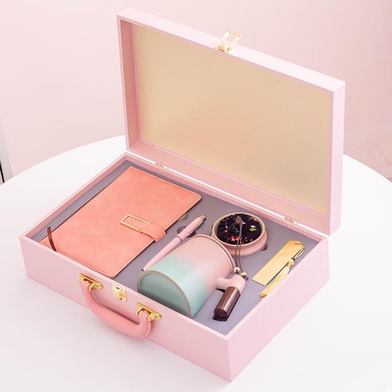 Shangqi Pink Ceramic Office Cup 5-Piece Gift Set