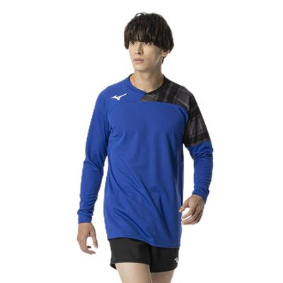 Volleyball Game Shirt, Long Sleeve, Graphic Print, Unisex, Adult, Surf Blue/Black, Size M, V2MAB121