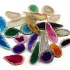 60*40mm Irregular Agate Geode Handmade Plated Gold Edged Druzy Agate Pendant DIY Jewelry Making Polished Crystal Slice Yoga