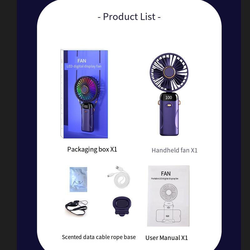 1ks špičkový mini ventilátor ruční ventilátor digitální displej stolní skládací mini přenosný kancelářský studentský malý ventilátor dárek