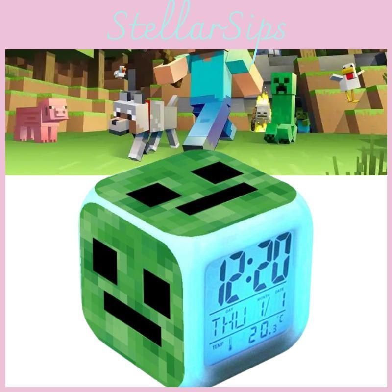 Minecraft Changing Colourful Alarm Clock With Lcd Screen Calendar For Use Home