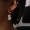 Trendy design simple retro court style hand foil freshwater baroque pearl 925 silver needle earrings stud earrings