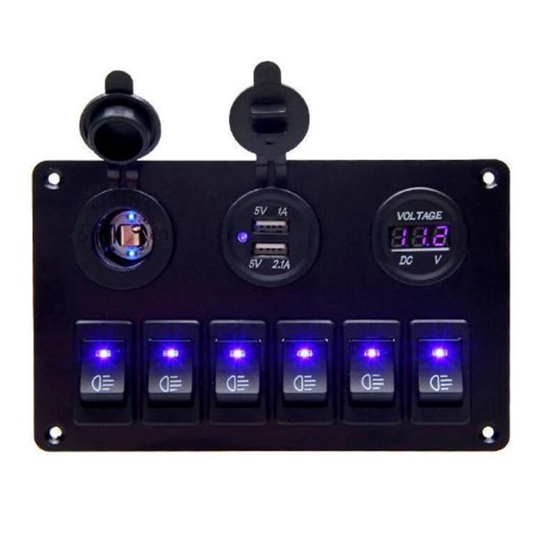 6-gangový spínač ovládacího panelu Led Rocker Breaker Auto Marine Boat Truck okruh