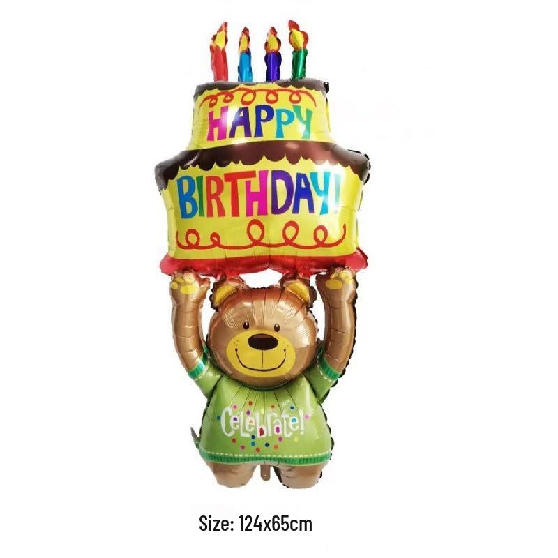 Cartoon Little Bear Birthday Cake Balloons Decoration for Kids' Parties