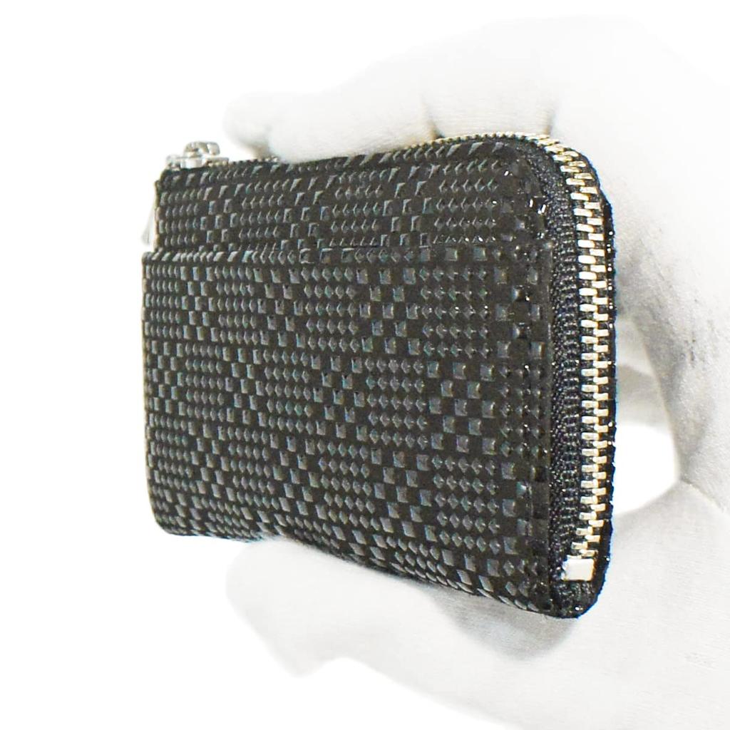 Indenya Inden Coin Purse F Coin Purse 05 Deerskin Black x Black Lacquer Small Checkered Pattern 1005-01-167