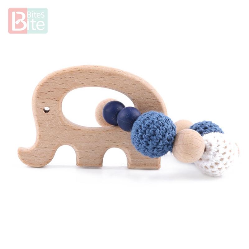 Bite Bites 1Pc Wooden Aniaml Cartoon Baby Bracelet Rattles Wood Teether Toys Bpa Free Wooden Blank Rodent Children'S Goods Toys