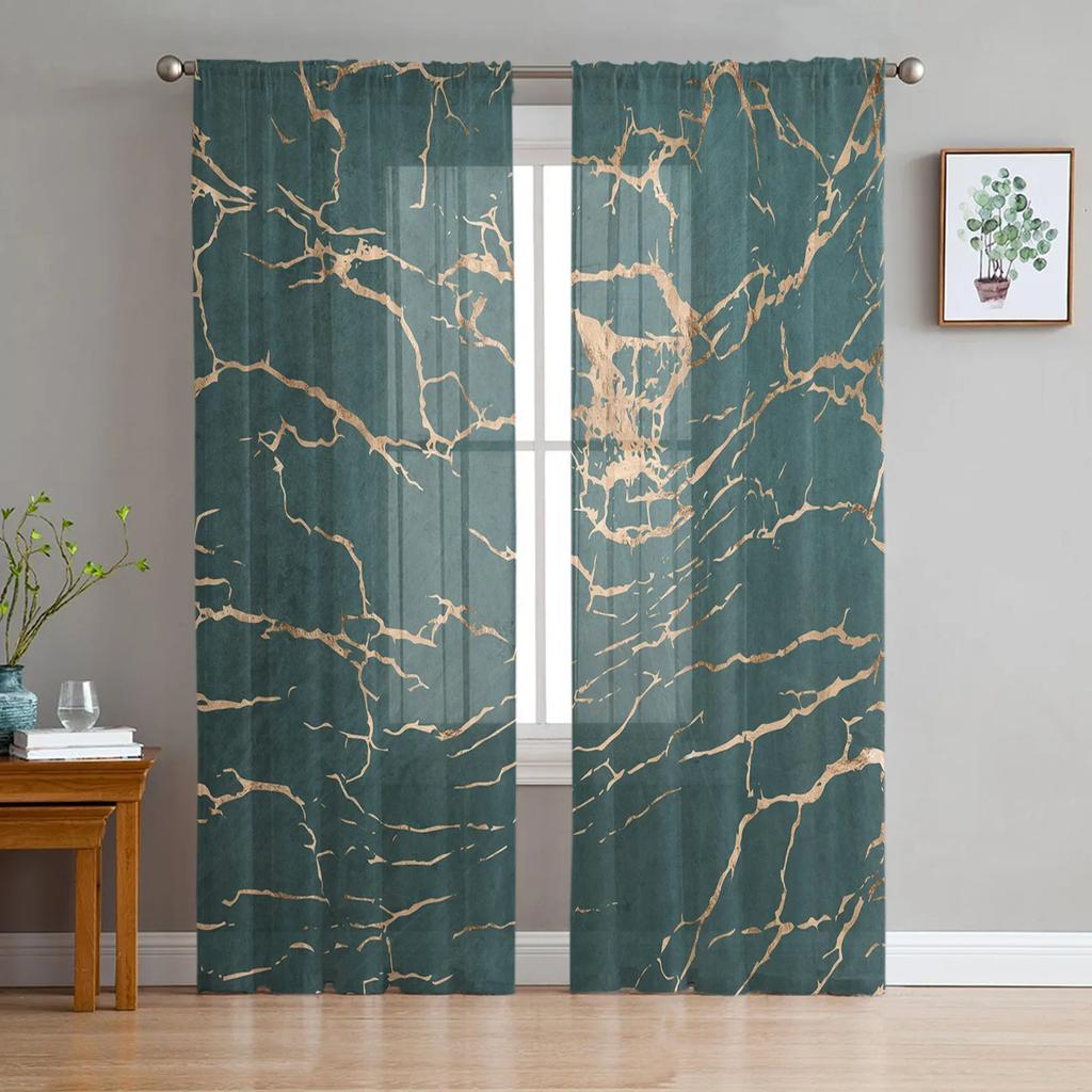 Marble Nordic Style Tulle Sheer Curtains for Living Room Decoration Window Curtain for Bedroom Kitchen Voile Organza Drapes