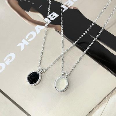 Oval Agate Necklace INS Cool and Individualized Geometric Collar Chain Simple New Style