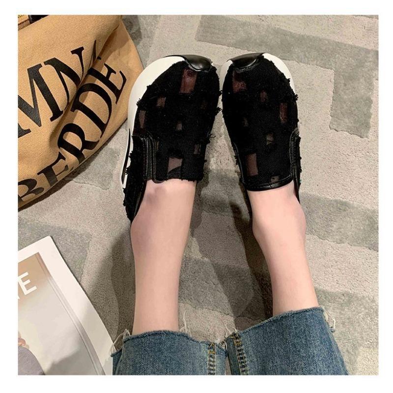 Damen Große Größen Atmungsaktive Innen-Höhenverstellende Einzelne Schuhe Sommer Neu Lässig Ein-Pedal Loafer