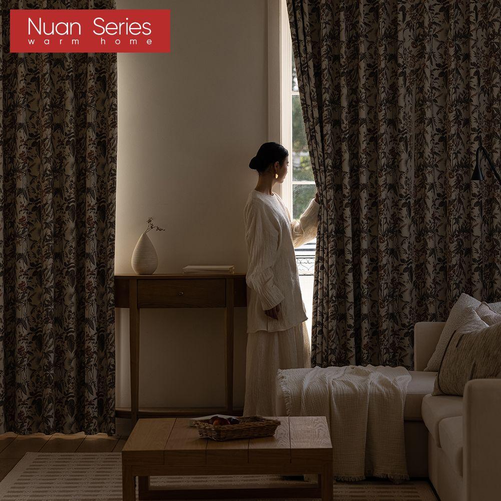 1PC Nuan Series American Medieval Style Blackout Curtains with High-density Printed Curtains for Bedroom Living Room Window for Home Decor