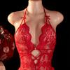Crotchless Transparent Lace Sexy Lingerie Hot Dress Temptation Sex Hollow Bodysuit Women Tie Underwear Pajamas Erotic Costumes