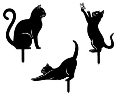 Bastet Gardening Garden Cat Garden Metal Garden Set of 3 Dancing Cats Accessories, Figurines, Ornaments, Plates, Objects,