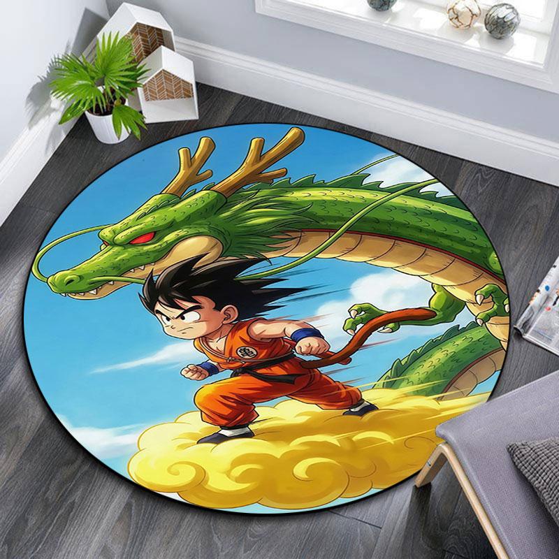 Goku Cartoon pattern round rug,Carpet Rug for Living Room Bedroom Playroom ,Non-slip Floor Mat,Holiday Gifts and Birthday Gifts.