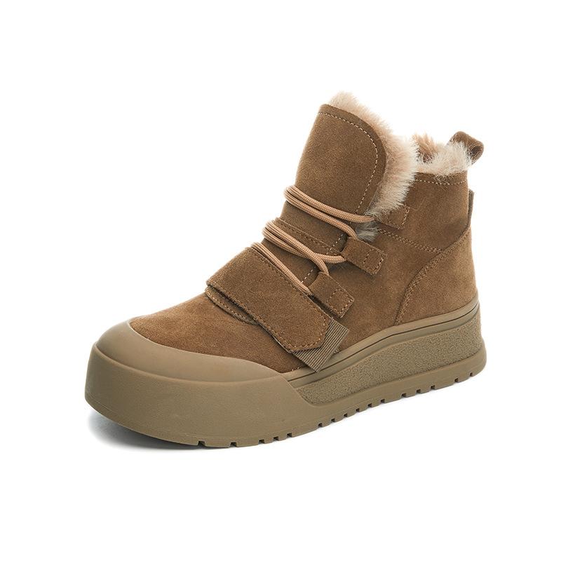 New leather snow boots women's 2025 winter thick-soled warm short boots women's casual versatile boots women's comfortable women's boots