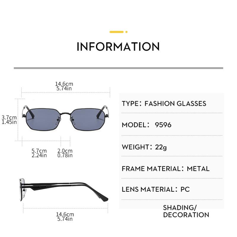 Women's sunglasses, fashionable metal square sunglasses, men's and women's driving sunglasses.