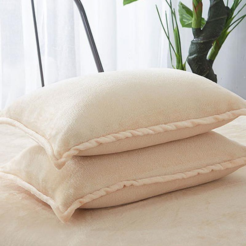 Flannel pillowcase, 48x74cm, solid color, autumn and winter, flannel, warm, plus, velvet pillowcase, large bed