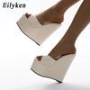Fashion Eilyken 2025 New Peep Toe Platform Wedges Slippers Summer Woman Sexy Super High Mules Sandal Concise Shoes 35-42
