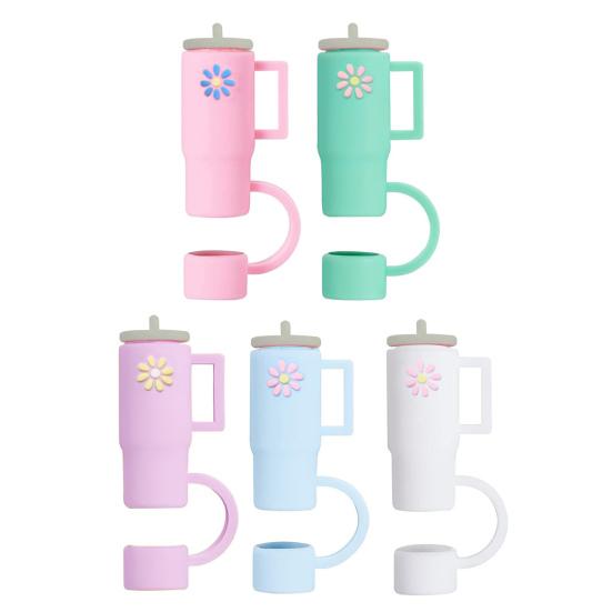 2/5 Stück Strohhalm-Spitzenabdeckungen in Becherform, rutschfestes Silikon, geruchslos, lebensmittelecht, staubdicht, elastischer Strohhalmschutz, Staubhüte für Eisbecher