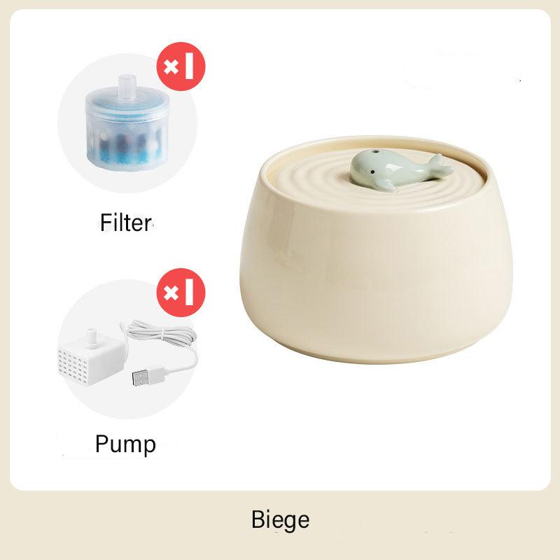 

1.3 л Керамический фонтан для воды для кошек Зарядка через USB Кормушки для воды для домашних животных Собак Автоматическая циркуляционная фильтрация Диспенсер для проточной воды