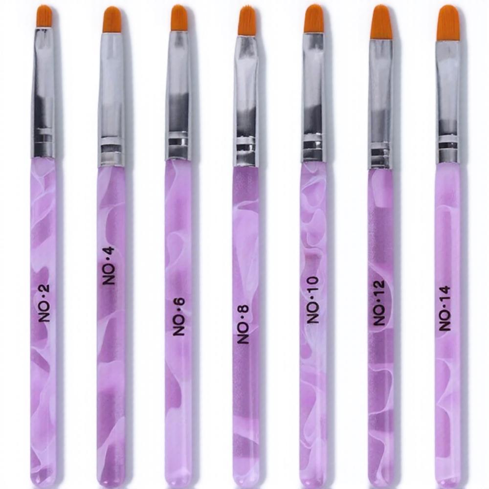 7pcs Manicure Tool Set Nail Brush Tip Painting Sculpting Stippling Flat Eyeliner Pen Acrylic Gel Polish