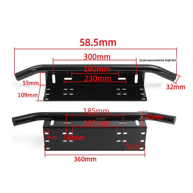 Universal Front Bumper License Plate & Spotlight Bracket with Metal Anti-Collision Bar for Off-Road Vehicles