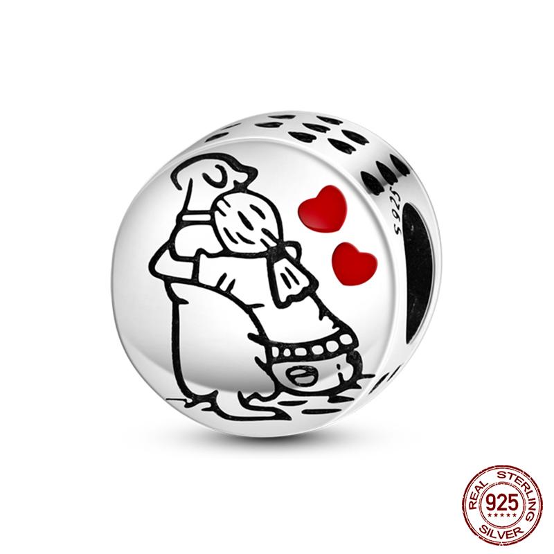 100% Copper Heart Shaped Warm Family Charm Beads Fit Qikaola Original Bracelets Fine Diy Mother'S Day Jewelry Gifts