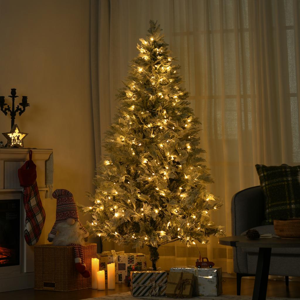 Artificial Christmas Tree 180cm with 300 Warm White LED Lights with 577 Branches, Automatic Opening, Foldable Base