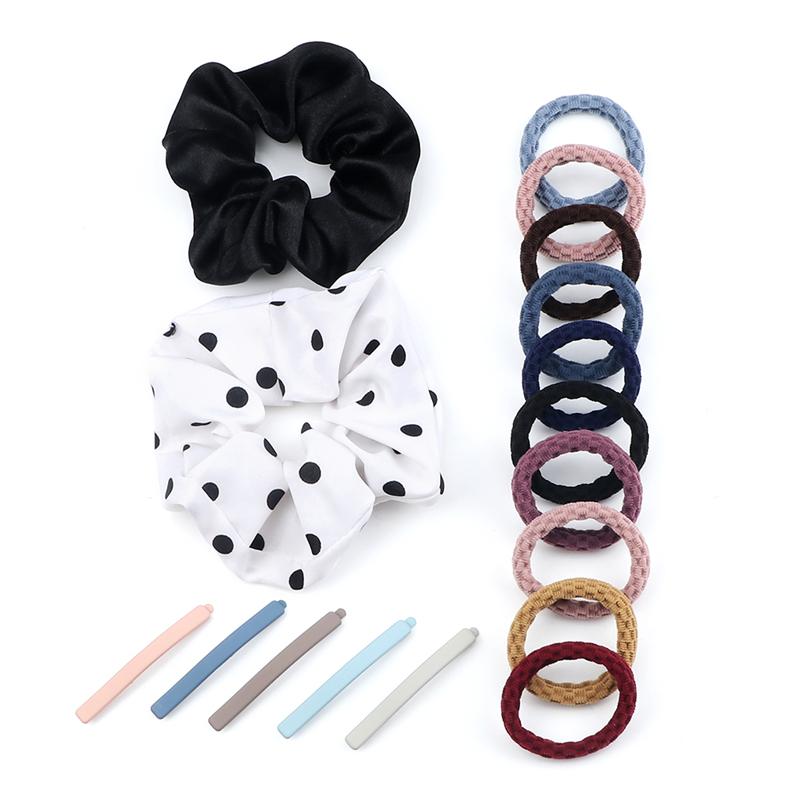 17PCS/Set Elastic Basic Hair Bands Hairpins Fashion Rubber Band for Women Girls Hair Clips Ties Headwear Hair Accessories Gifts