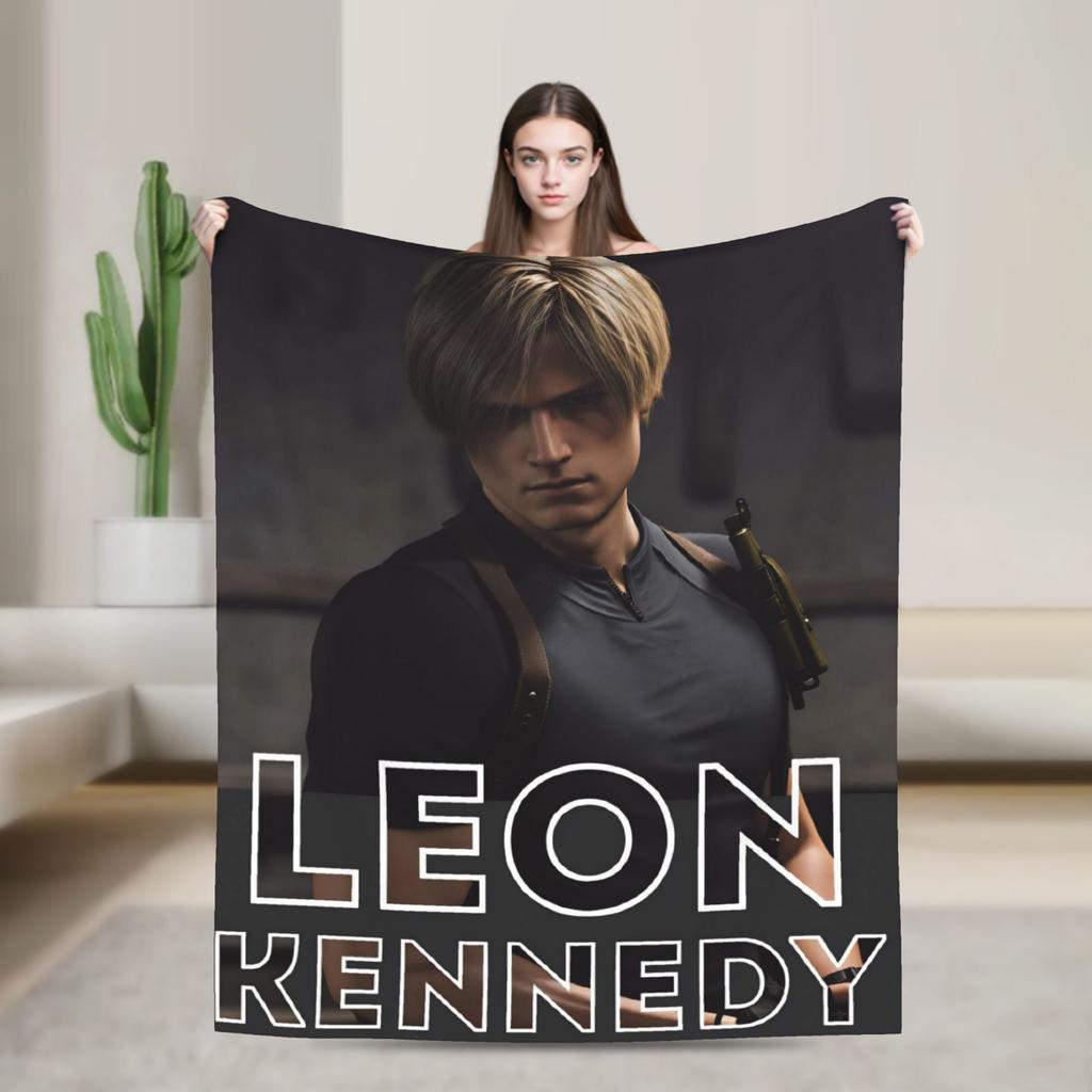 Leon Kennedy Blanket Adults  Flannel Throw Blanket For Sofa Home Comfortable Design Quality Bedspread Gift
