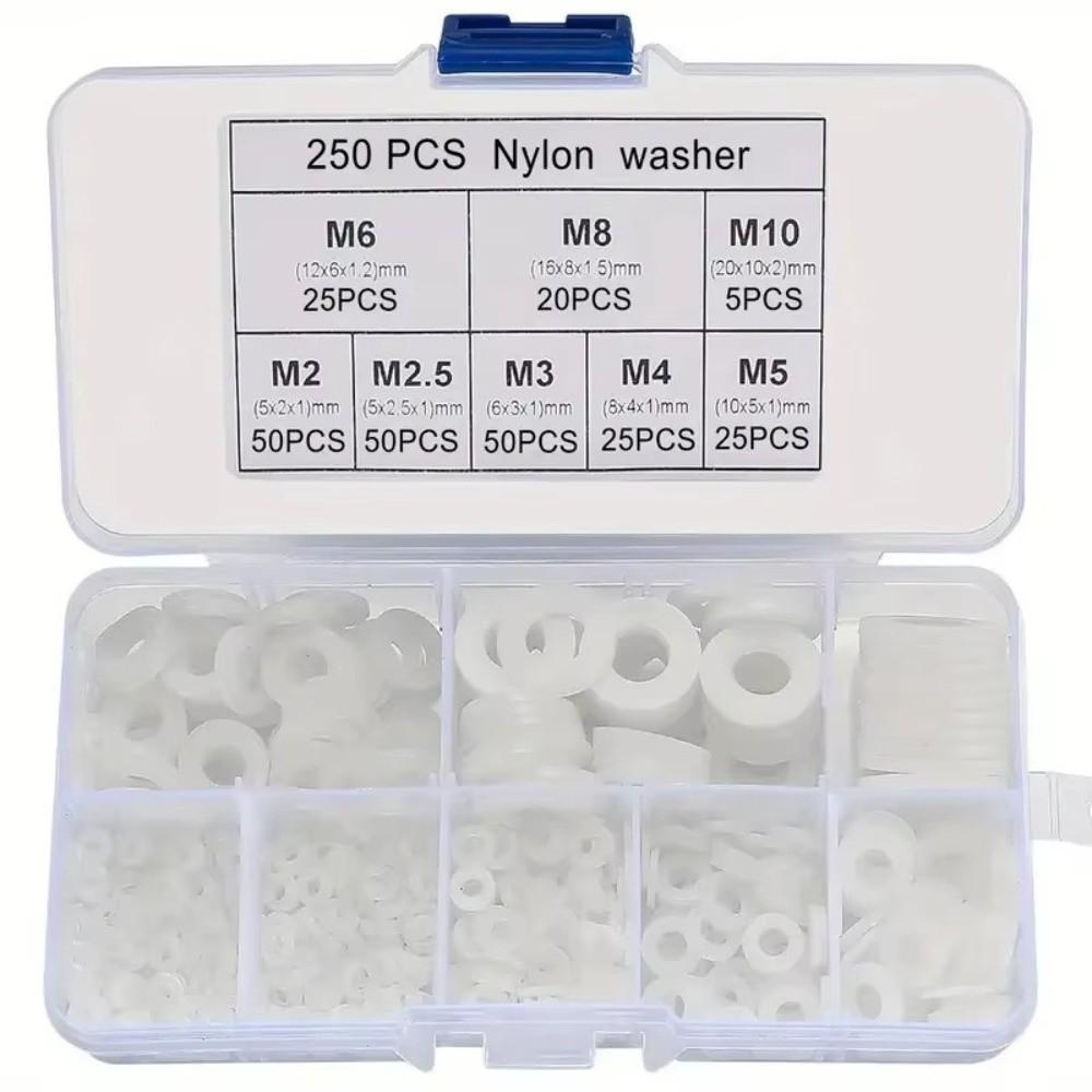 250/500PCS Plastic Sealing Ring White Black Flat Gasket Set New Flat Washer Kit for Screw Bolt
