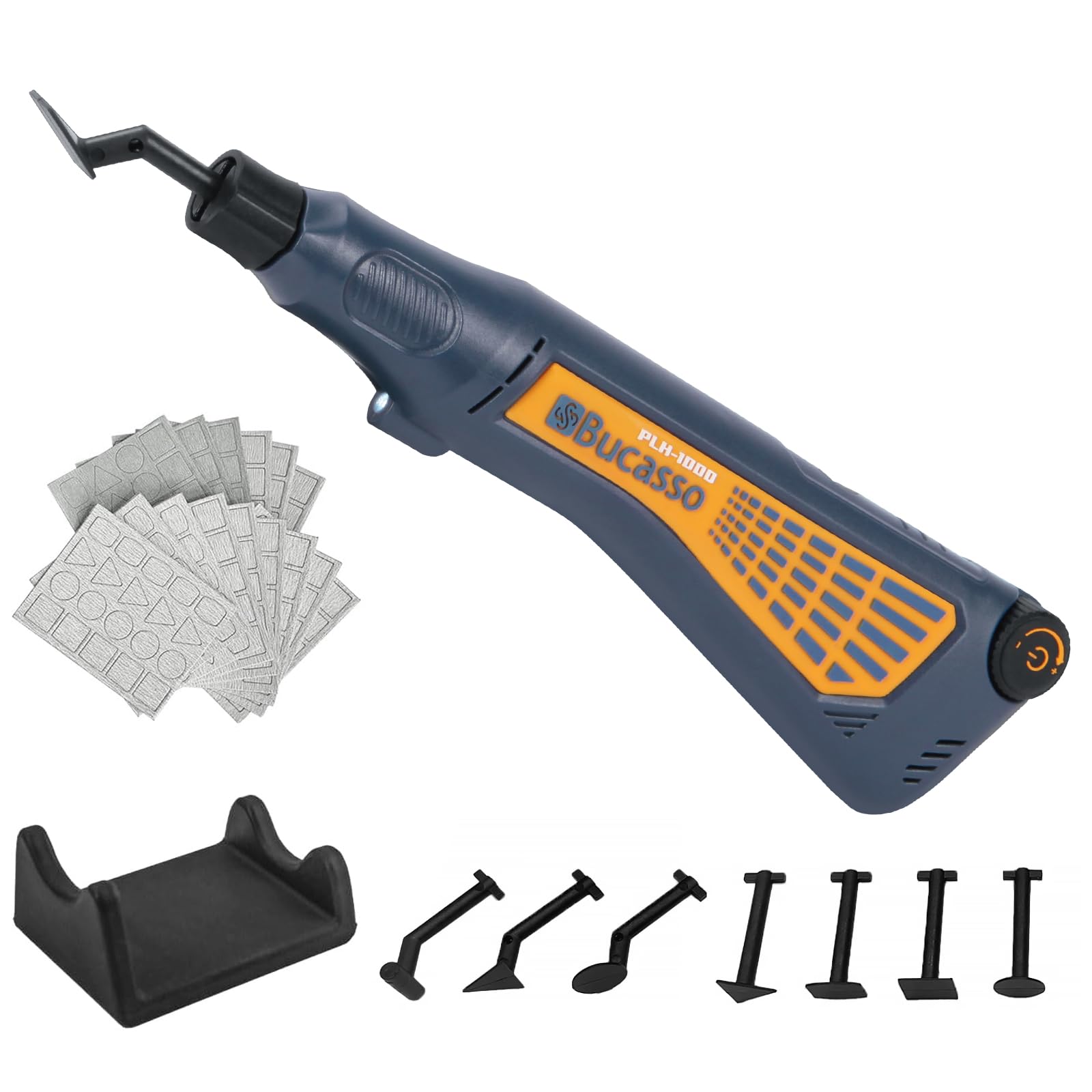 

Bucasso Pen Sander with LED Stepless Speed Maximum 8000 Plastic Model File Set with 8 Tip Arbors and 5 Types of Sandpaper Sheets for Sanding and синий