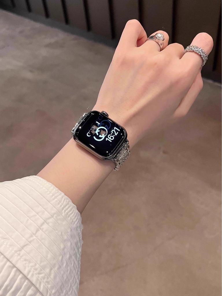 Compatible Diamond Metal Watch Band for Apple iWatch S10, Huawei GT345, and Xiaomi 89Pro Redmi