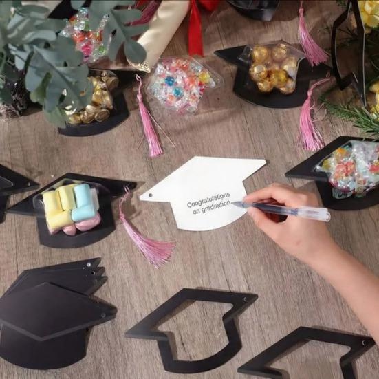 Graduation Cap Candy Cards 2026 Class Grad Candy Container with Tassel for Candy Goody Chocolate Graduation Party Favors for Students Teachers