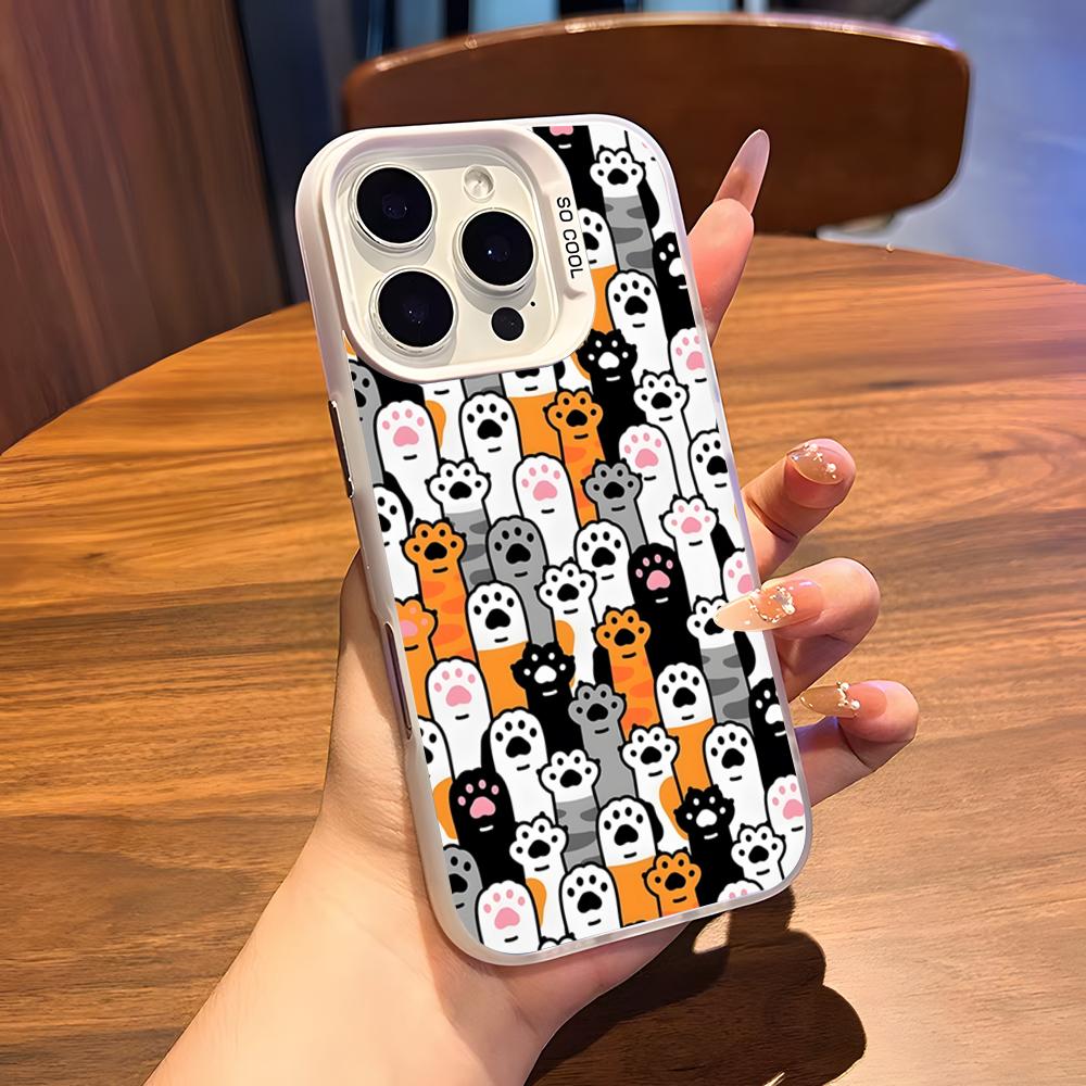 

Cute Cats Background Phone Case For IPhone 17 Air 16 15 14 Plus 13 12 11 Pro 7 8 XS Max XR Silver White Bumper Case iPhone 11