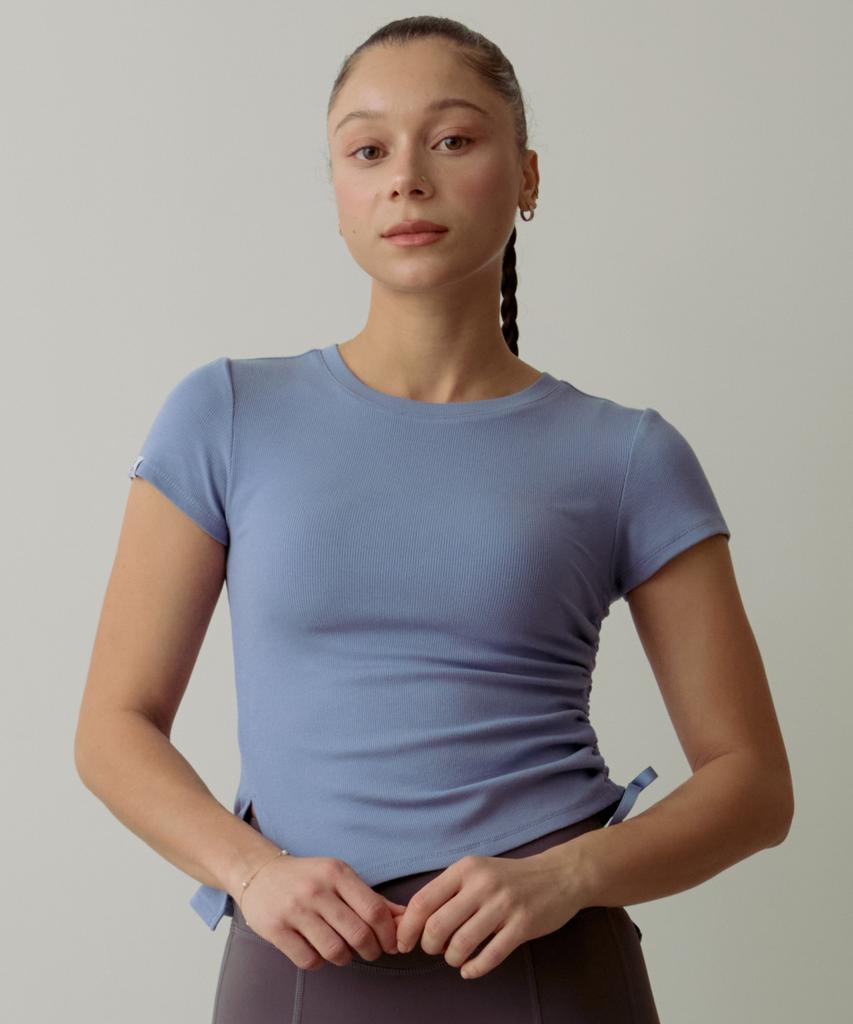 Empebeu Slant Cinch Short Sleeve Blue