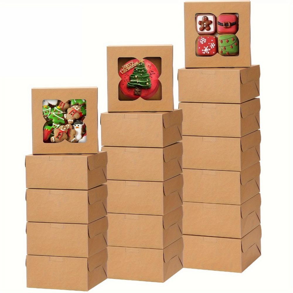 25 Stück Geschenkboxen mit Fenster Quadratische Leckerli-Boxen Geschenkverpackungsbox für Geburtstagsfeiern Hochzeit Feiertagsfeiern Erntedankfest Weihnachten