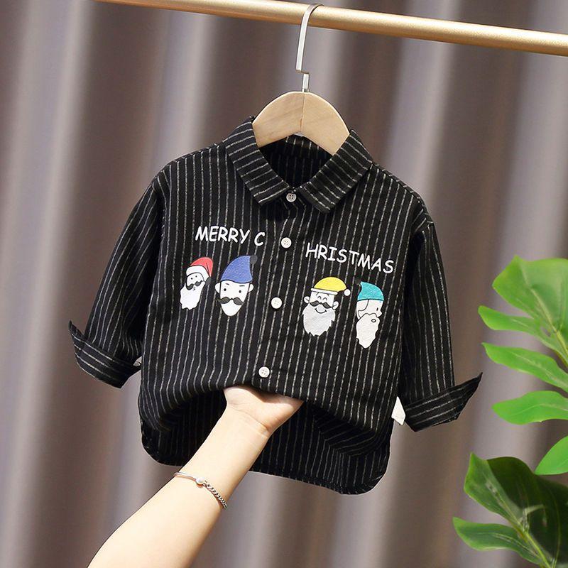 Jungenmode Gestreifte Langarmshirts, Kleidung für kleine und mittelgroße Kinder, Kinder-Cartoon-Oberteile für Frühling und Herbst
