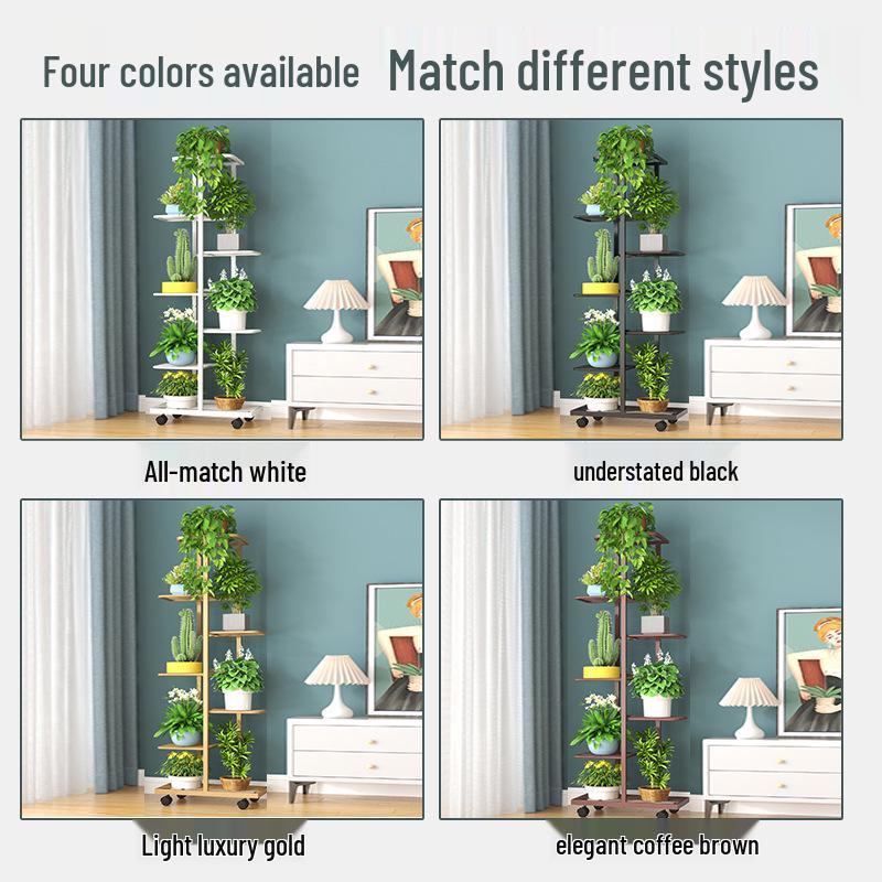 Wrought Iron Multi-layer Flower Stand Shelf for Indoor and Balcony Plant Display